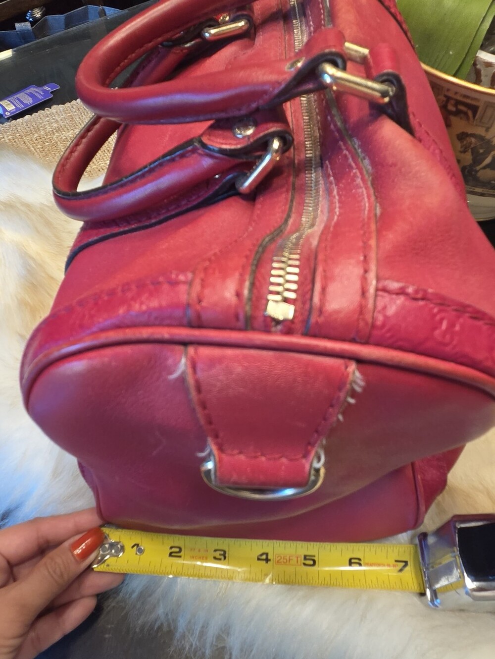 Gucci Boston Bag in Red With FLAWS - Picture 7 of 16